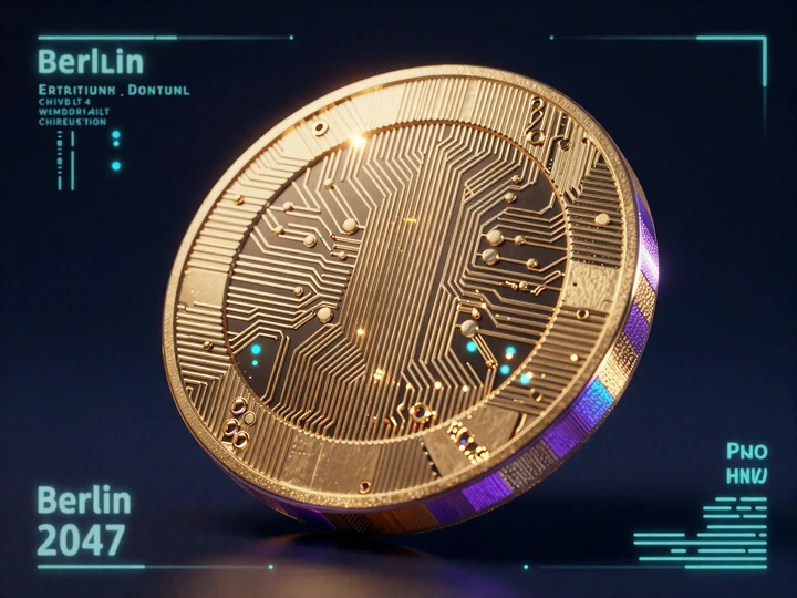 GoldBet Casino holografischer Goldchip mit Neuralnetz Berlin 2047