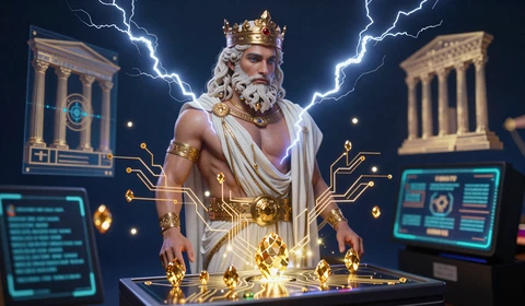 Gates of Olympus Slot Hologramm Zeus Donnergott Cyberpunk